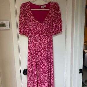 Short Sleeve Floral Midi Dress